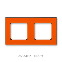 Рамка ABB Levit 2 поста оранжевый / дымчатый чёрный